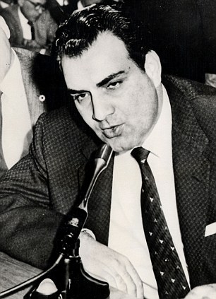 Notorious: Private detective Fred Otash on the stand before a state legislative committee in Los Angeles about photographs he ordered several of his employees to take of actress Anita Ekberg